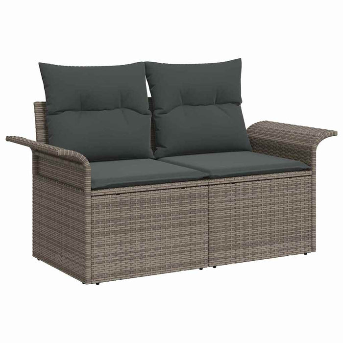 Garden Sofa Set With Cushion 5 Pcs Grey Poly Rattan Ttpabxn