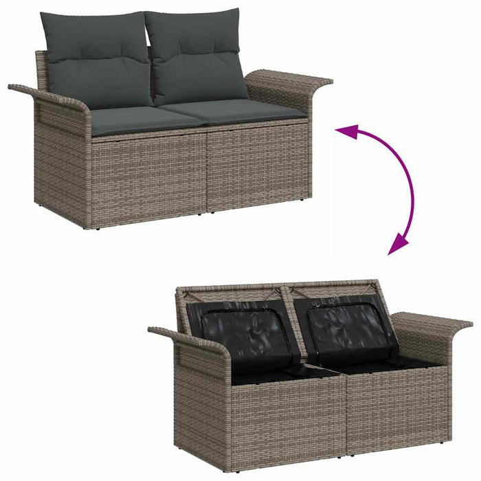 Garden Sofa Set With Cushion 5 Pcs Grey Poly Rattan Ttpabxn