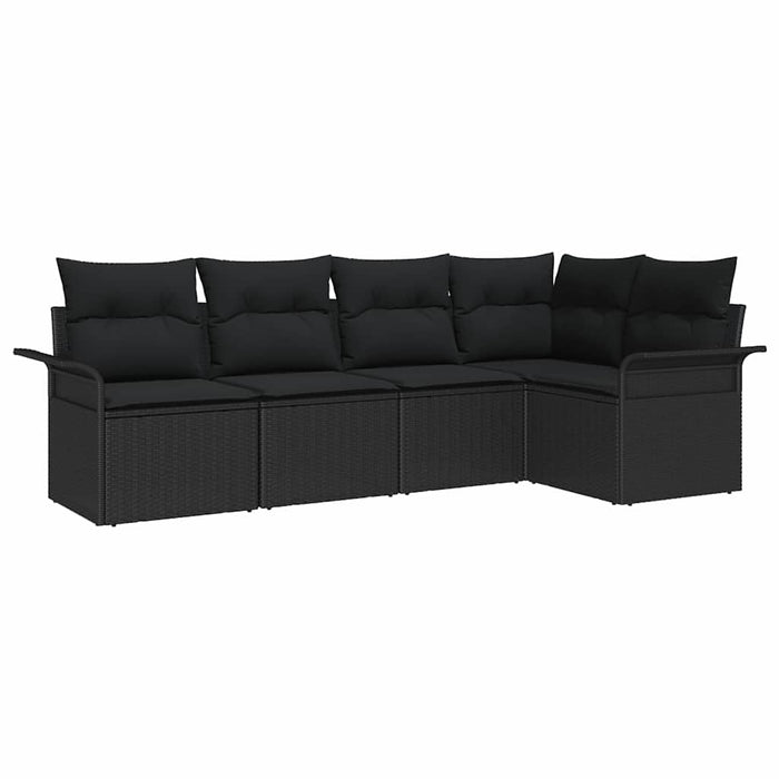 Garden Sofa Set With Cushion 5 Pcs Black Poly Rattan Ttpabtx
