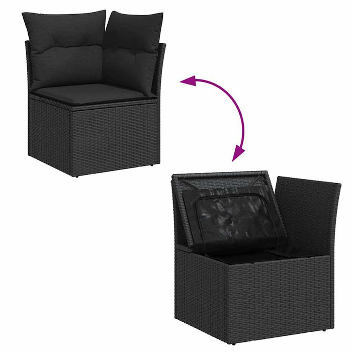 Garden Sofa Set With Cushion 5 Pcs Black Poly Rattan Ttpabtx
