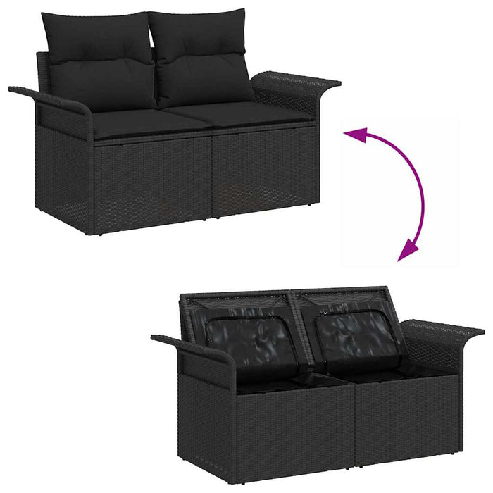Garden Sofa Set With Cushion 5 Pcs Black Poly Rattan Ttpabtx