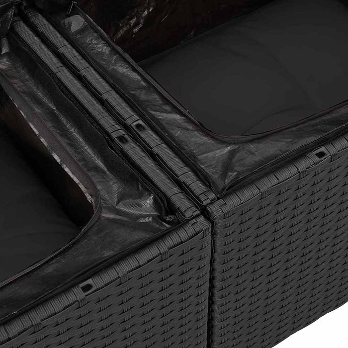 Garden Sofa Set With Cushion 3 Pcs Black Poly Rattan Ttpaxtx