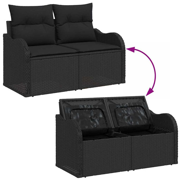 Garden Sofa Set With Cushion 3 Pcs Black Poly Rattan Ttpaxtx