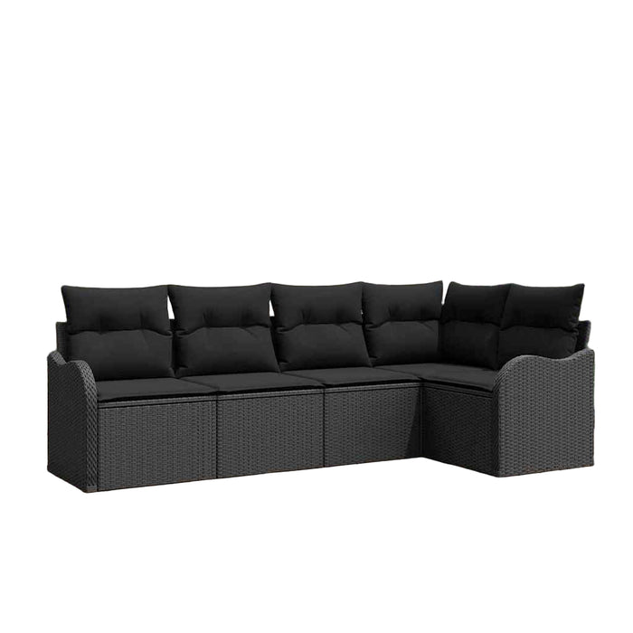 Garden Sofa Set With Cushion 5 Pcs Black Poly Rattan Ttpatix