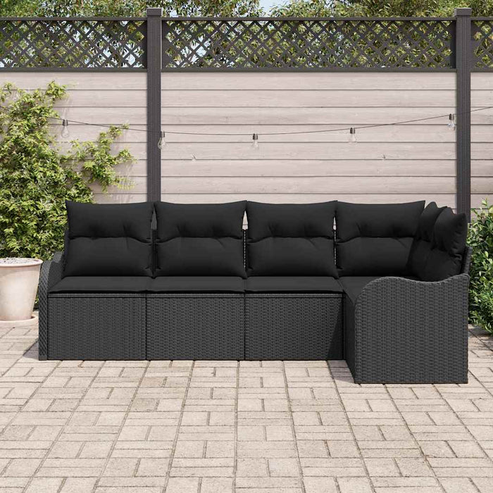 Garden Sofa Set With Cushion 5 Pcs Black Poly Rattan Ttpatix