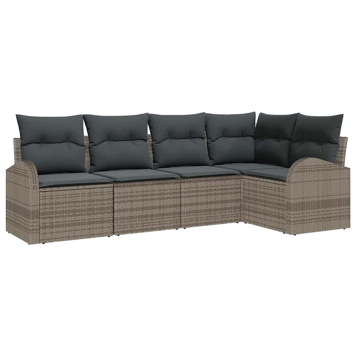 Sofa Set With Cushion With Storage 5 Pcs Grey Poly Rattan Ttpaibn