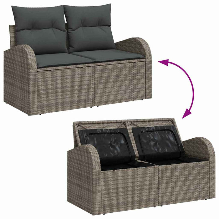 Sofa Set With Cushion With Storage 5 Pcs Grey Poly Rattan Ttpaibn