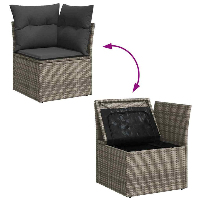 Sofa Set With Cushion With Storage 5 Pcs Grey Poly Rattan Ttpaibn