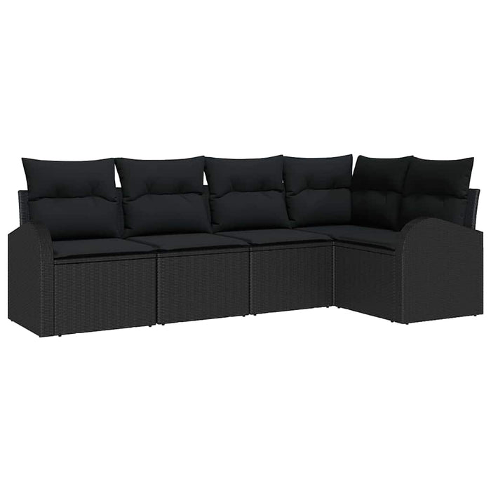 Sofa Set With Cushion With Storage 5 Pcs Black Poly Rattan Ttpaiox