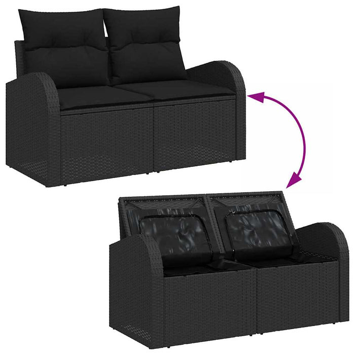 Sofa Set With Cushion With Storage 5 Pcs Black Poly Rattan Ttpaiox