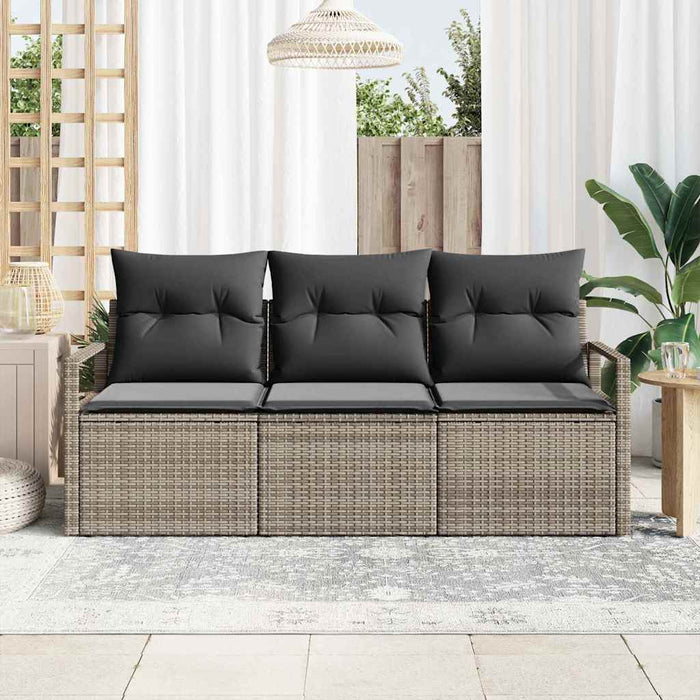 Garden Sofa Set 3 Pcs Grey Poly Rattan And Powder-Coated Steel Ttpakbn