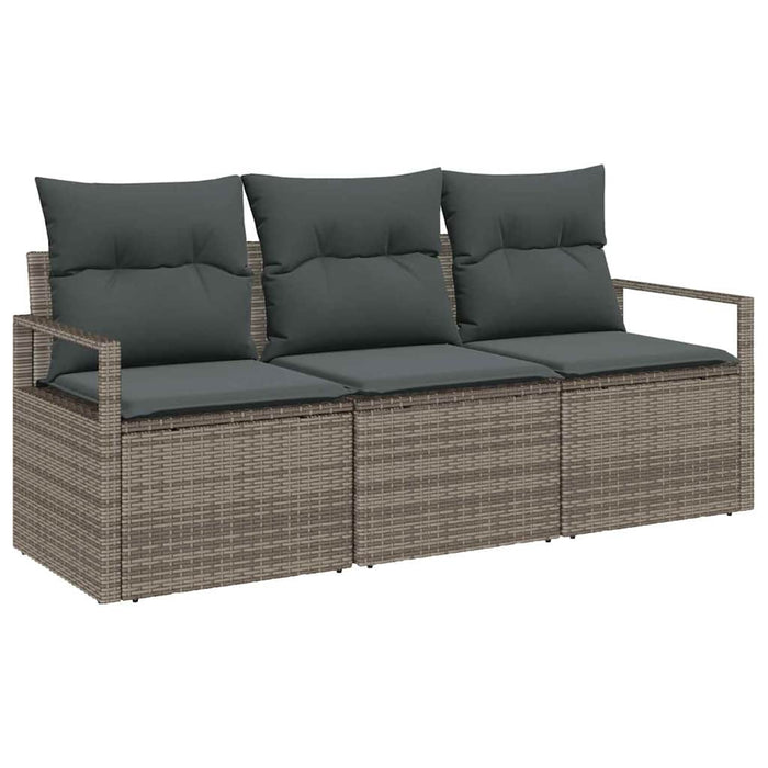 Garden Sofa Set 3 Pcs Grey Poly Rattan And Powder-Coated Steel Ttpakbn