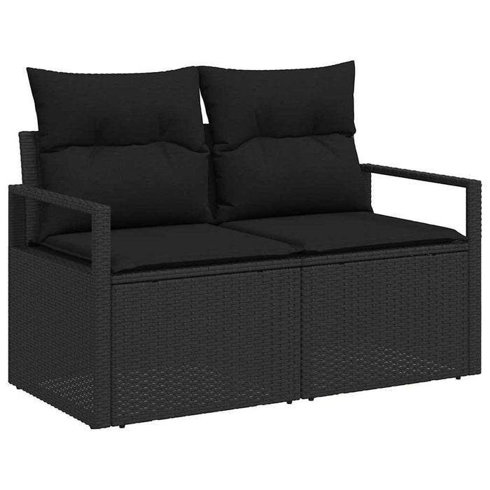 Garden Sofa Set 3 Pcs Black Poly Rattan And Powder-Coated Steel Ttpakox