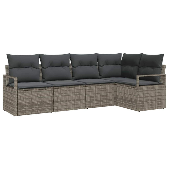 Garden Sofa Set 5 Pcs Grey Poly Rattan And Powder-Coated Steel Ttppban