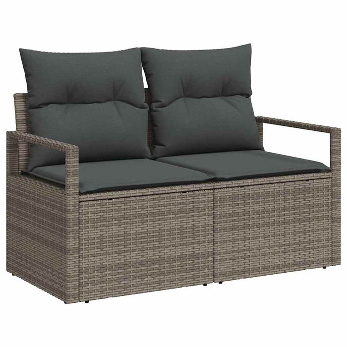 Garden Sofa Set 5 Pcs Grey Poly Rattan And Powder-Coated Steel Ttppban