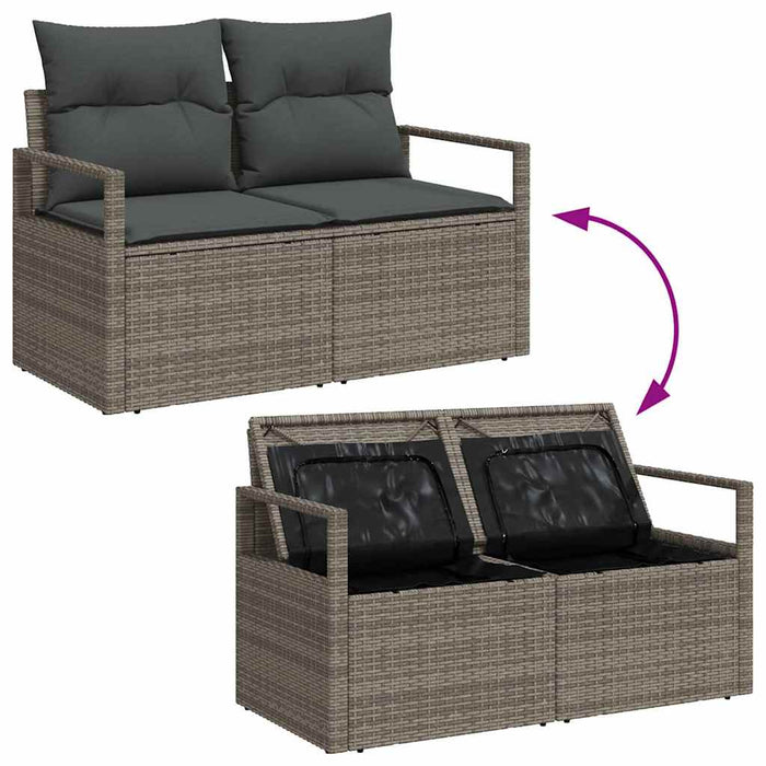 Garden Sofa Set 5 Pcs Grey Poly Rattan And Powder-Coated Steel Ttppban