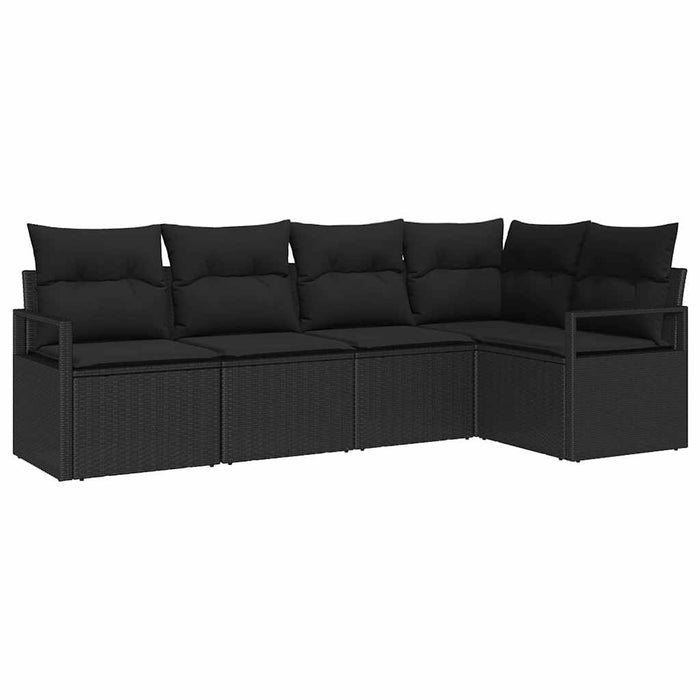 Sofa Set With Cushion With Storage 5 Pcs Black Poly Rattan Ttppbpx