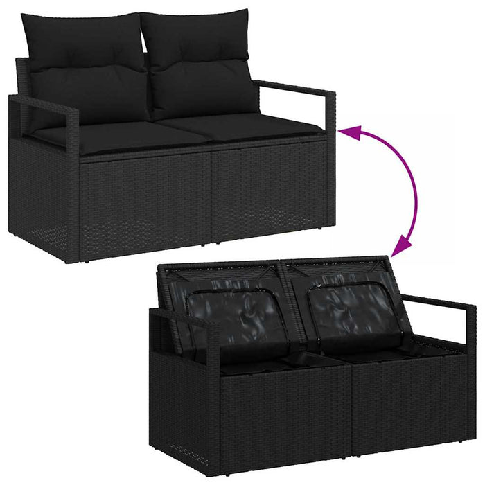 Sofa Set With Cushion With Storage 5 Pcs Black Poly Rattan Ttppbpx