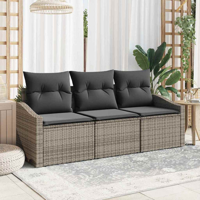Garden Sofa Set 3 Pcs Grey Poly Rattan And Powder-Coated Steel Ttppxan