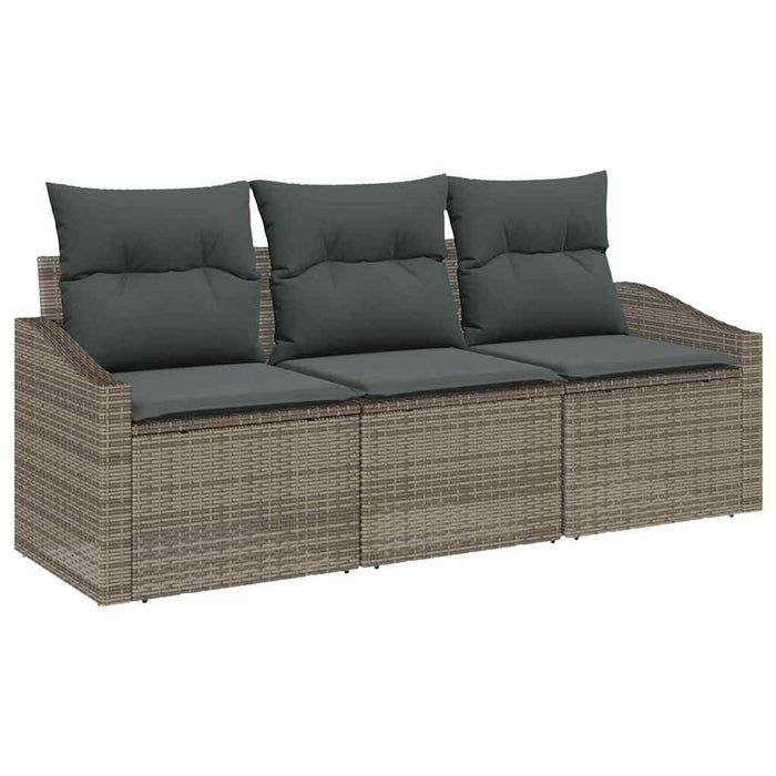 Garden Sofa Set 3 Pcs Grey Poly Rattan And Powder-Coated Steel Ttppxan