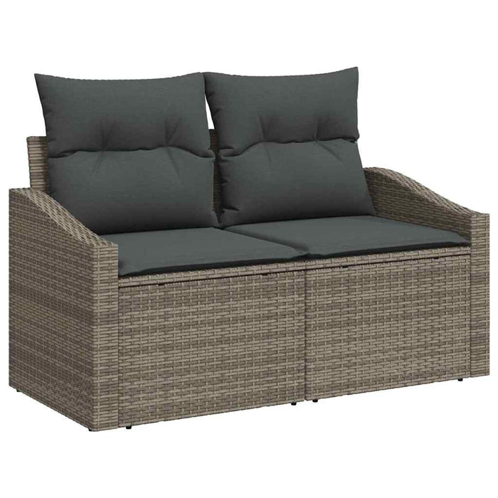 Garden Sofa Set 3 Pcs Grey Poly Rattan And Powder-Coated Steel Ttppxan