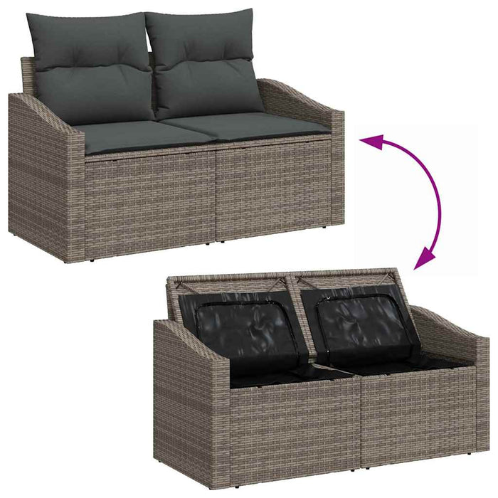 Garden Sofa Set 3 Pcs Grey Poly Rattan And Powder-Coated Steel Ttppxan