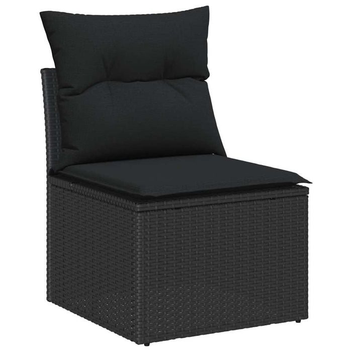 Garden Sofa Set 3 Pcs Black Poly Rattan And Powder-Coated Steel Ttppxpx