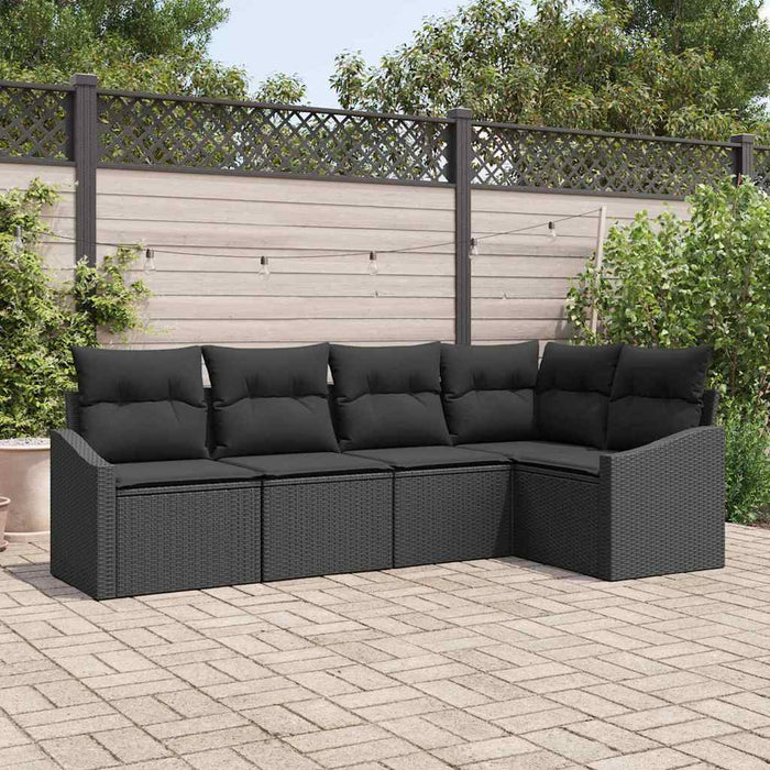 Sofa Set With Cushion With Storage 5 Pcs Black Poly Rattan Ttpptkx