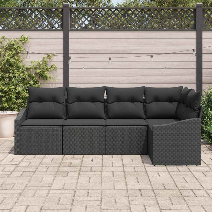 Sofa Set With Cushion With Storage 5 Pcs Black Poly Rattan Ttpptkx