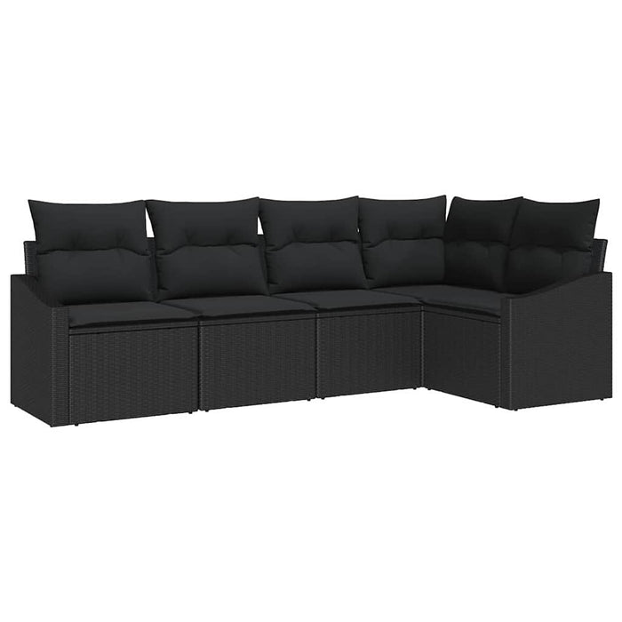 Sofa Set With Cushion With Storage 5 Pcs Black Poly Rattan Ttpptkx
