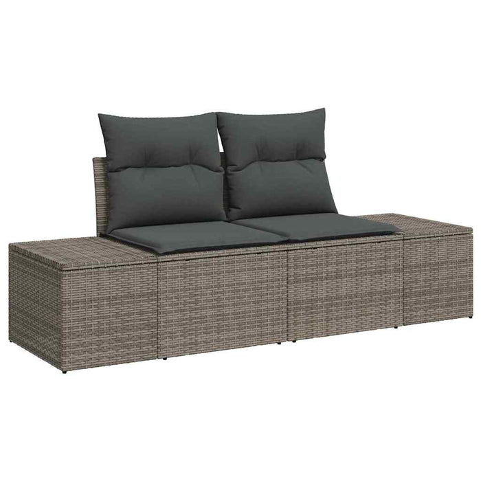Garden Sofa Set 3 Pcs Grey Poly Rattan And Powder-Coated Steel Ttpppnn