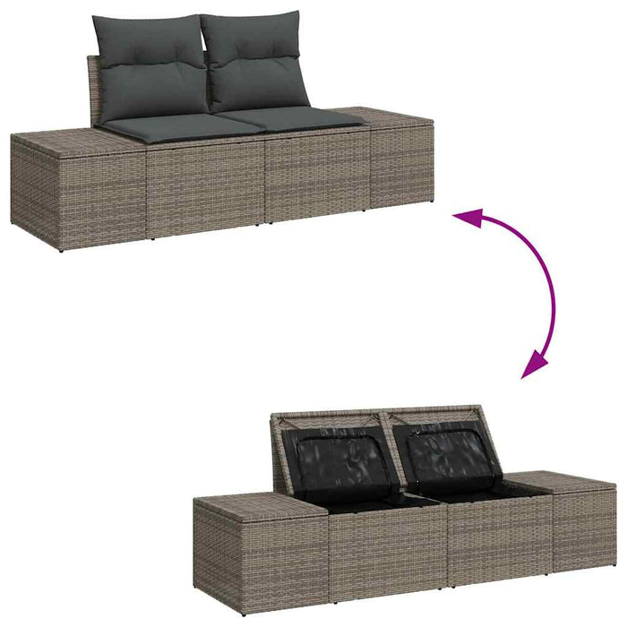 Garden Sofa Set 3 Pcs Grey Poly Rattan And Powder-Coated Steel Ttpppnn