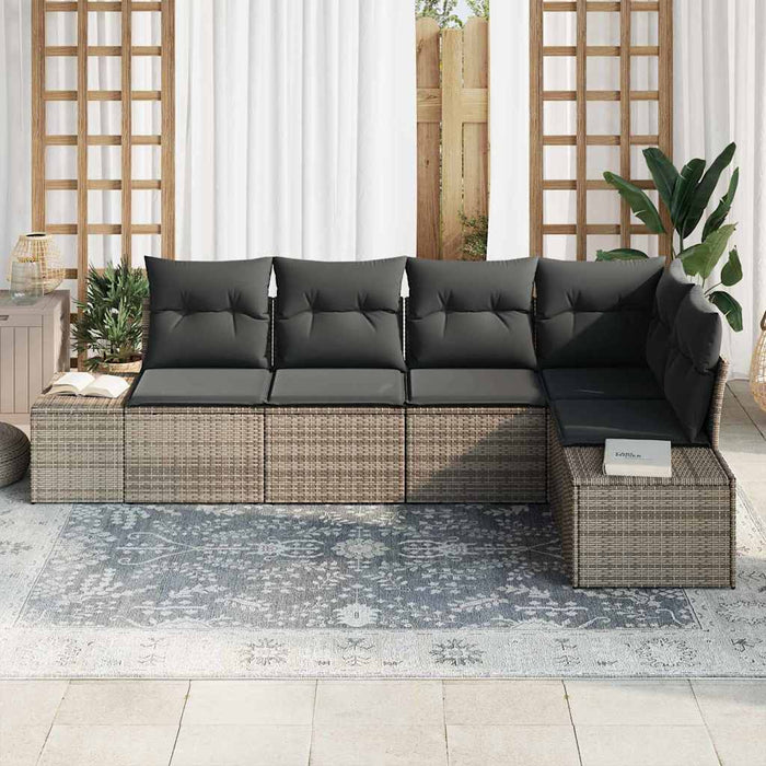 Garden Sofa Set With Cushion 5 Pcs Grey Poly Rattan Ttppixn