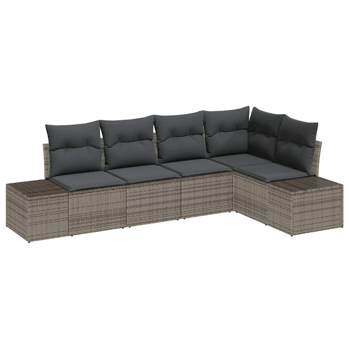 Garden Sofa Set With Cushion 5 Pcs Grey Poly Rattan Ttppixn