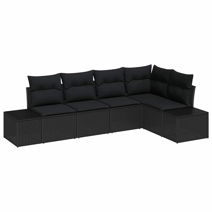 Garden Sofa Set With Cushion 5 Pcs Black Poly Rattan Ttppitx