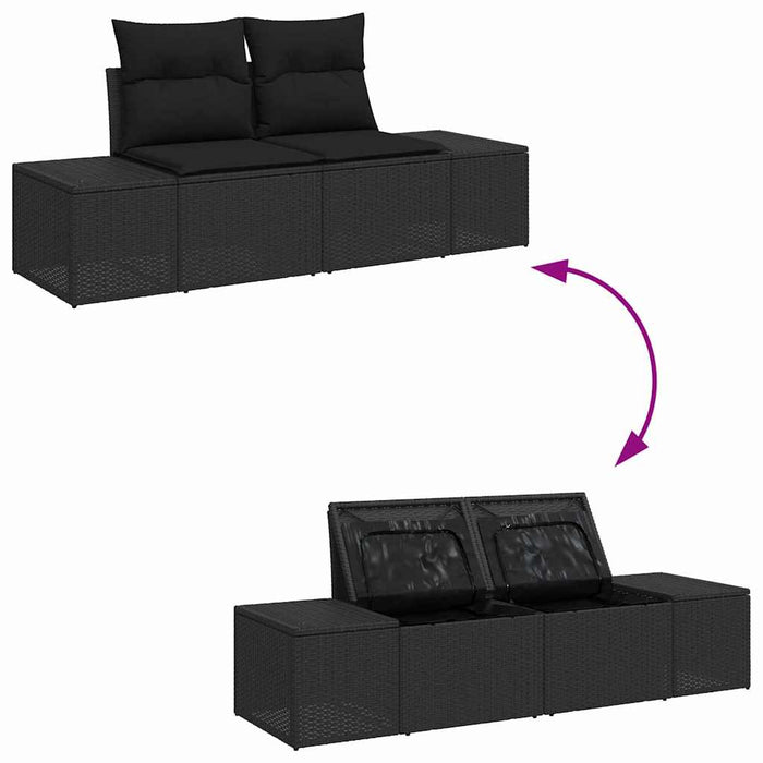 Garden Sofa Set With Cushion 5 Pcs Black Poly Rattan Ttppitx