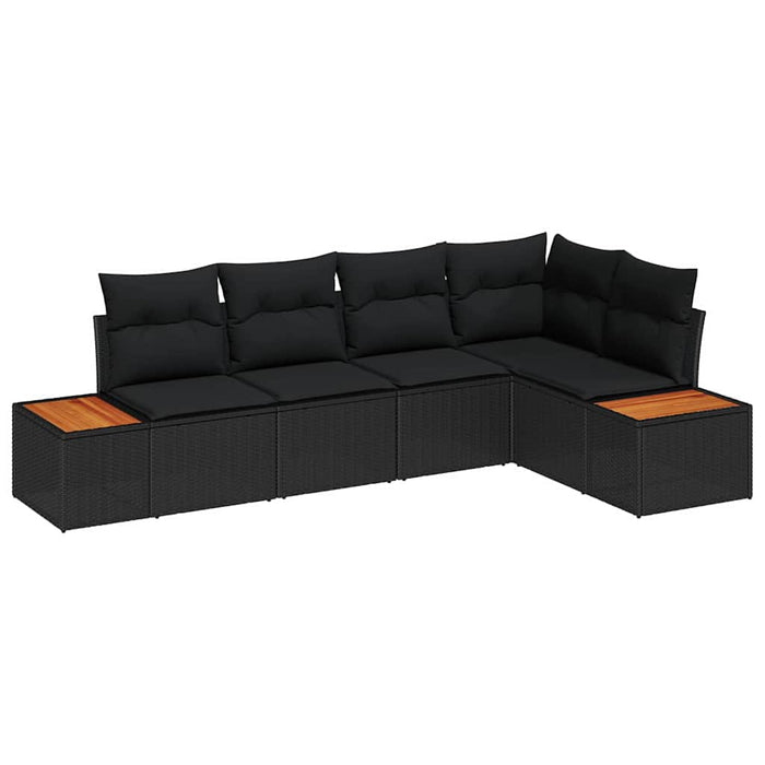 Garden Sofa Set With Cushion 5 Pcs Black Poly Rattan Ttplipt
