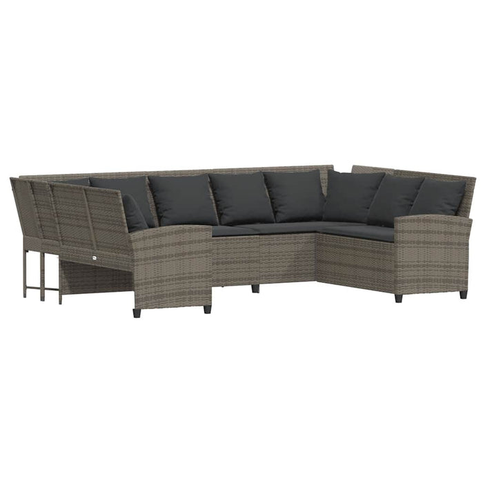 Garden Sofa With Cushions Grey Poly Rattan Ttlptto