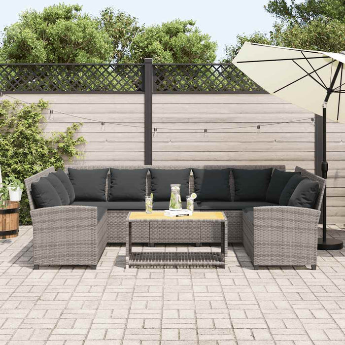 Garden Sofa With Cushions Grey Poly Rattan Ttlptto