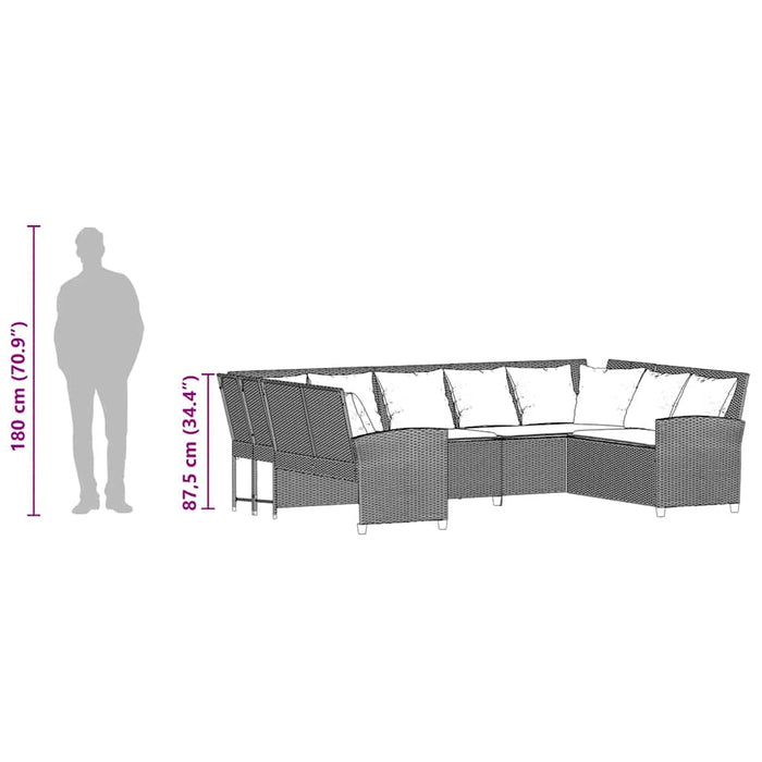 Garden Sofa With Cushions Grey Poly Rattan Ttlptto