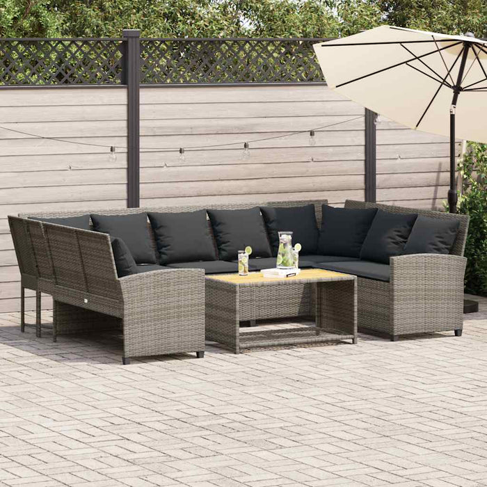 Garden Sofa With Cushions Grey Poly Rattan Ttlptto