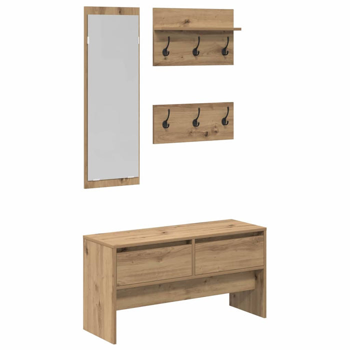 Hallway Furniture Set 4 Pcs Black Oak 90 X 31 X 46.5 Cm Niopxn