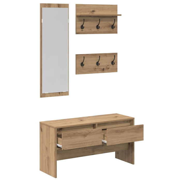 Hallway Furniture Set 4 Pcs Black Oak 90 X 31 X 46.5 Cm Niopxn