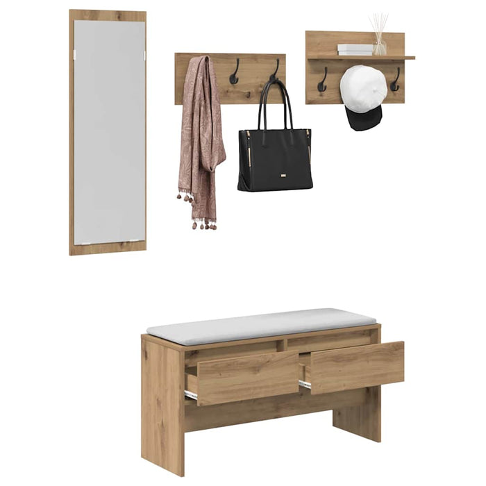 Hallway Furniture Set 4 Pcs Black Oak 90 X 31 X 46.5 Cm Niopxn