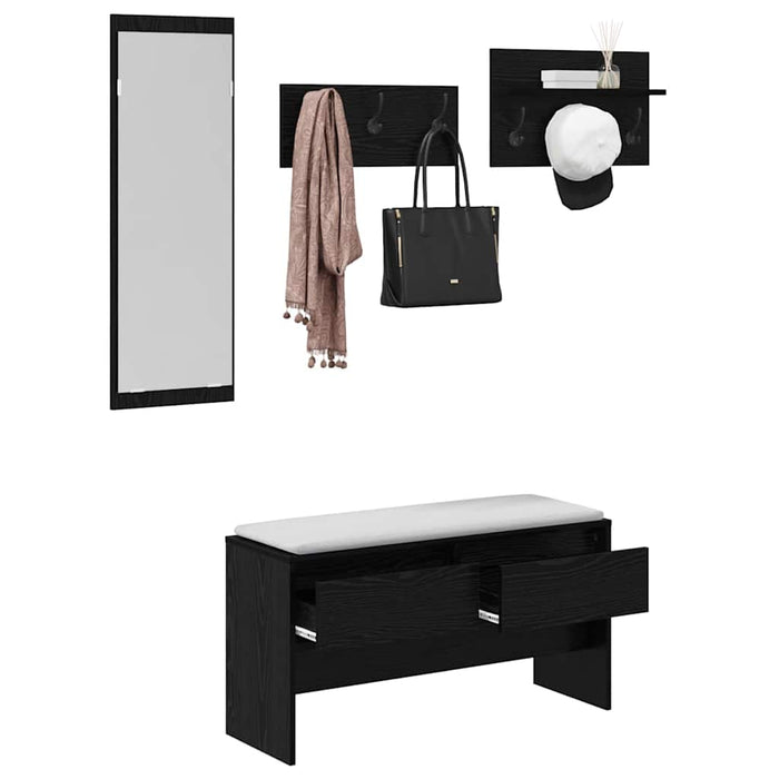 Hallway Furniture Set 4 Pcs Old Wood 90 X 31 X 46.5 Cm Niopxk