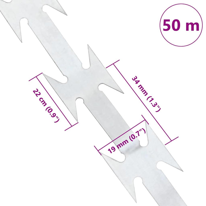 Razor Wire Silver 5000 X 1.9 Cm Galvanised Steel Axbobxln