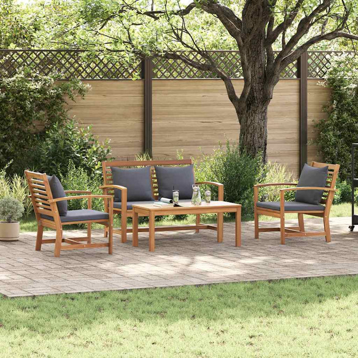 Garden Sofa Set 4 Pcs Natural Solid Teak Wood Ttplnpa