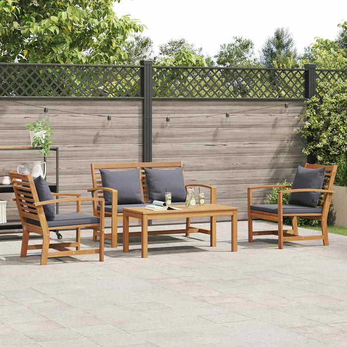 Garden Sofa Set 4 Pcs Natural Solid Teak Wood Ttplnpa