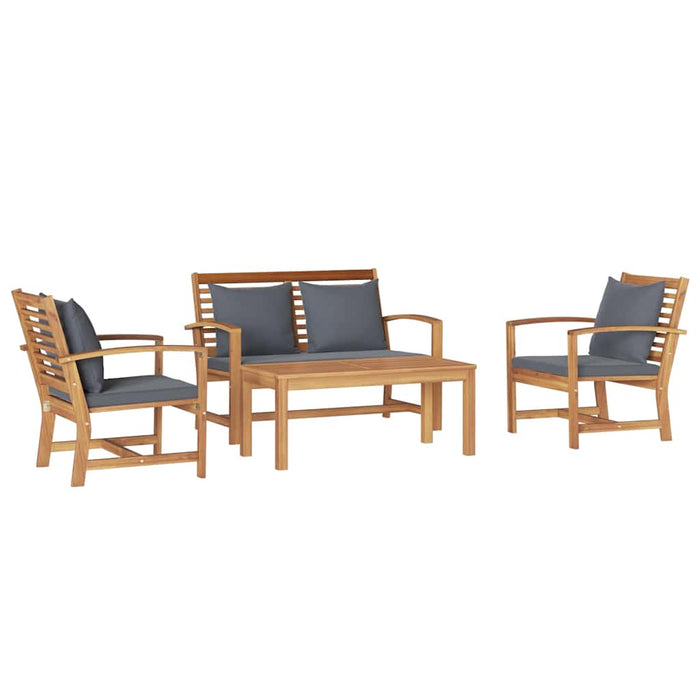 Garden Sofa Set 4 Pcs Natural Solid Teak Wood Ttplnpa