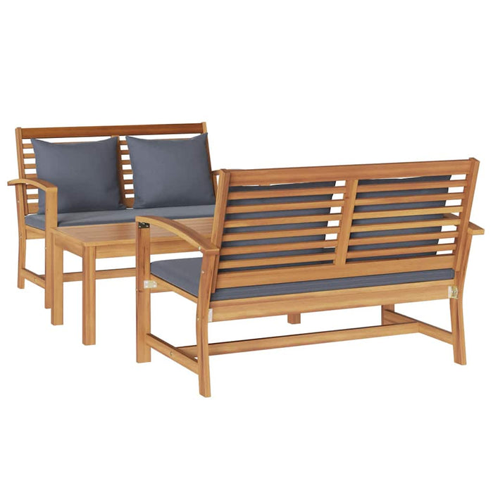 Garden Sofa Set 3 Pcs Natural Solid Teak Wood Ttplnpi
